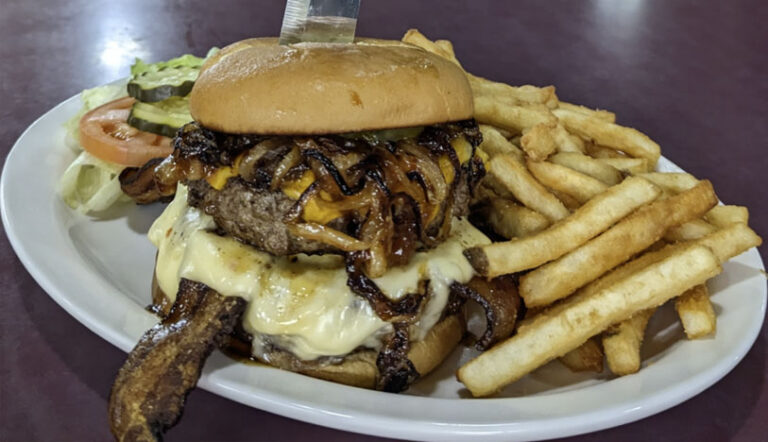 A burger and fries