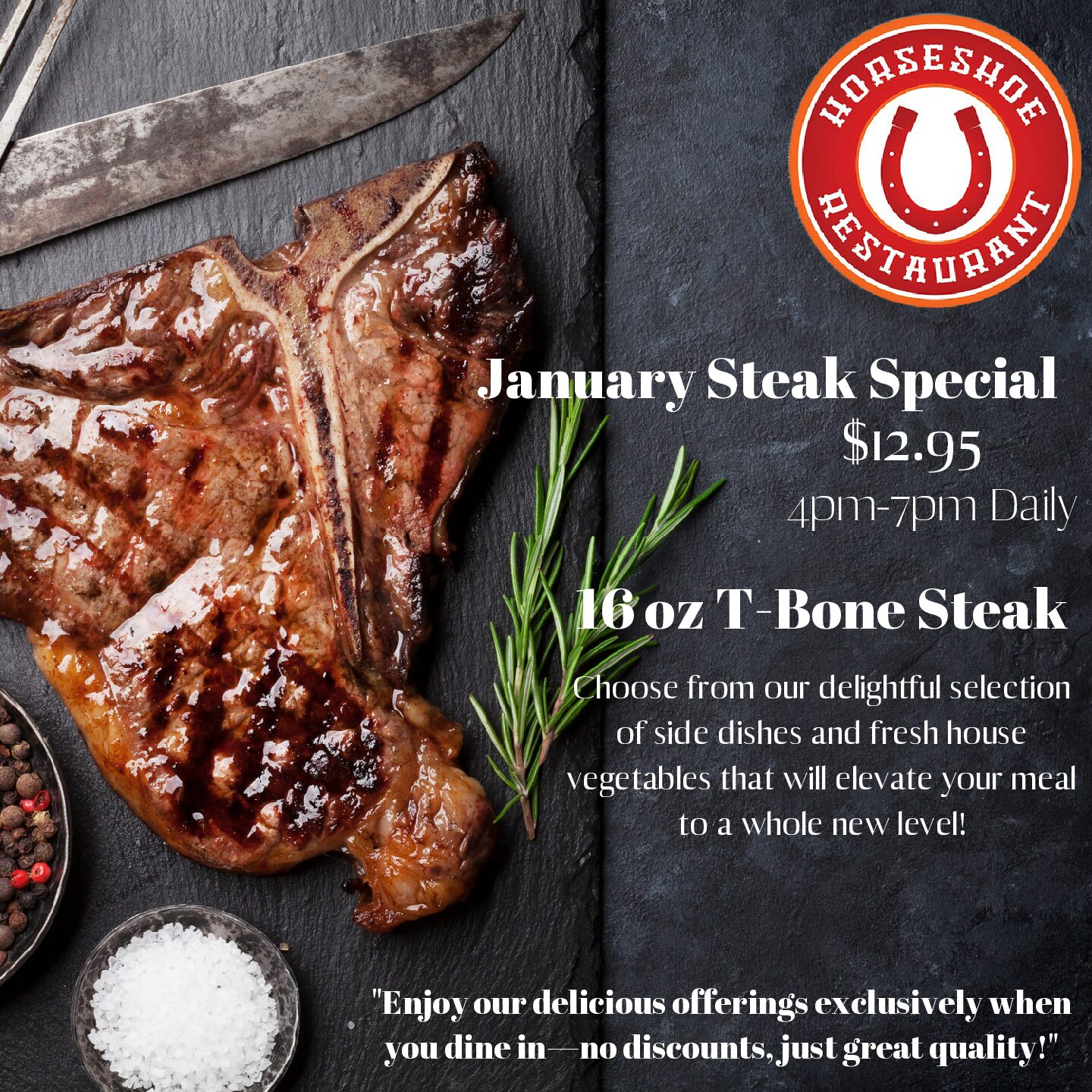 $12.95 T-Bone Steak Special