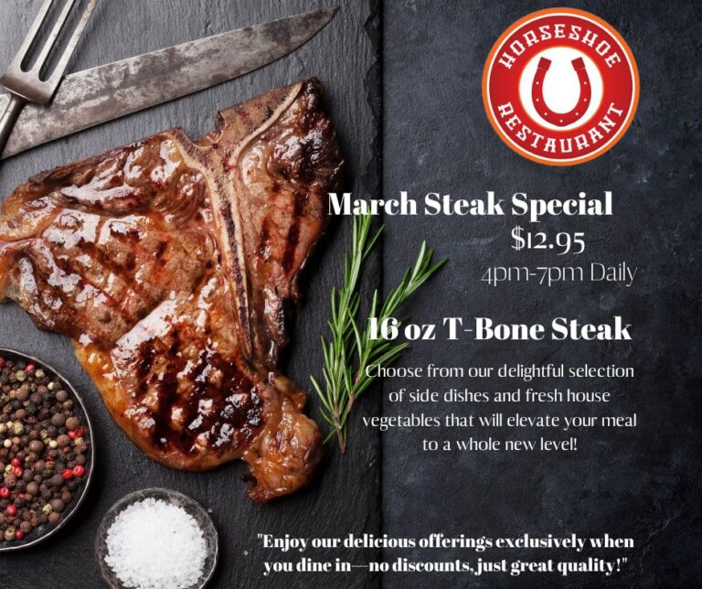 March $12.95 steak special